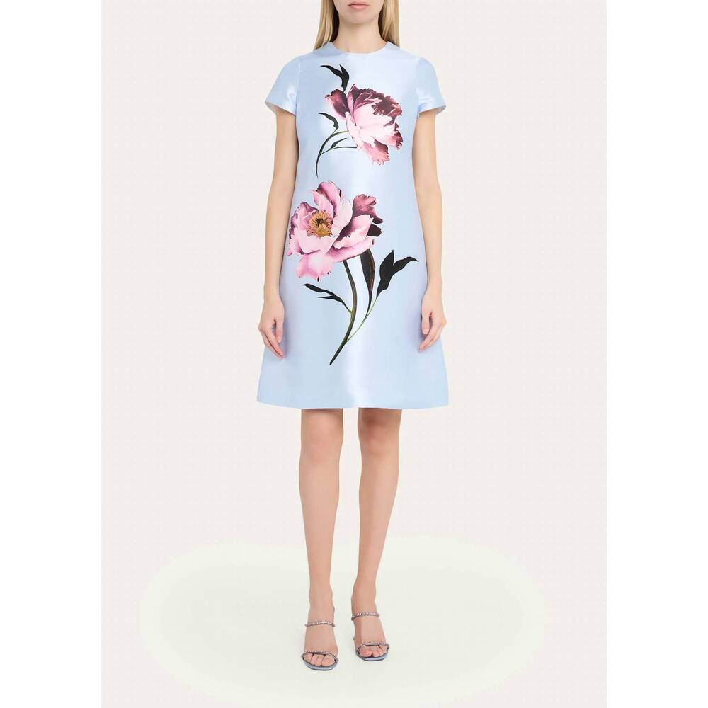 NEW TERI JON floral-print faille dress in blue - Picture 5 of 5